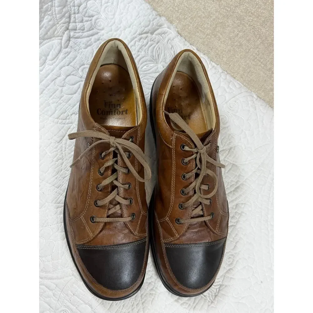 Finn Comfort Men's Brown 12 Alamo Leather Lace Up Comfort Walking Shoes Style